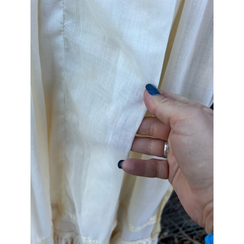 70s Gunne Sax Off White Romantic Victorian Prairie Wedding Dress Sleeves Size 5 - Picture 12 of 16